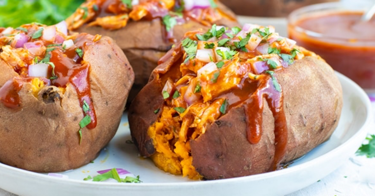 BBQ CHICKEN STUFFED SWEET POTATOES – RE Fitness International