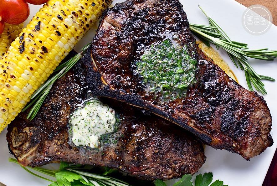 GRILLED STEAK WITH HERB BUTTER